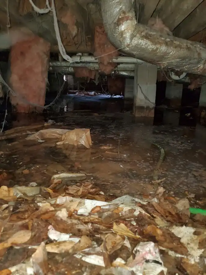 Crawl space flood assessment for Commercial Water Damage Restoration in Ecorse
